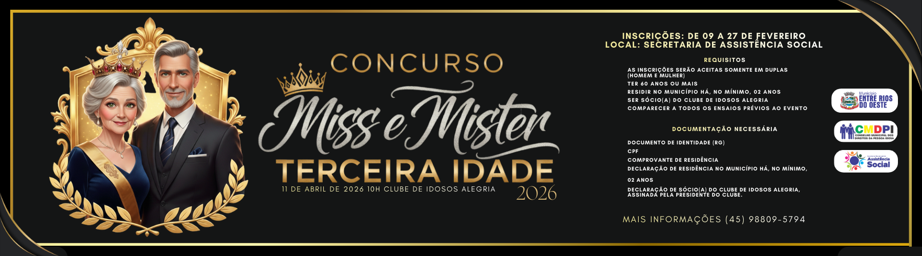 CONCURSO MISS E MISTER TERCEIRA IDADE