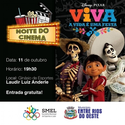 A 2ª Noite do Cinema acontecerá no Ginásio de Esportes Laudir Luis Anderle, com inicio as 19h30 e entrada gratuita.