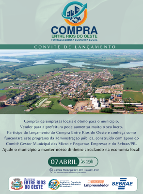 ENTRE RIOS DO OESTE LANÇA PROGRAMA PARA FORTALECER EMPRESAS LOCAIS E IMPULSIONAR A ECONOMIA